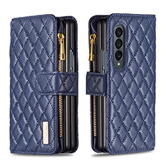 Leather Case Stands Flip Cover Holder B12F for Samsung Galaxy Z Fold4 5G Blue