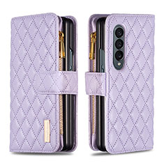 Leather Case Stands Flip Cover Holder B12F for Samsung Galaxy Z Fold4 5G Purple