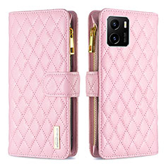 Leather Case Stands Flip Cover Holder B12F for Vivo iQOO U5x Rose Gold