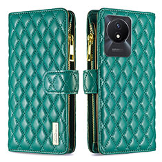 Leather Case Stands Flip Cover Holder B12F for Vivo Y02A Green