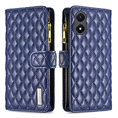 Leather Case Stands Flip Cover Holder B12F for Vivo Y02S Blue