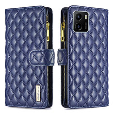 Leather Case Stands Flip Cover Holder B12F for Vivo Y10 Blue