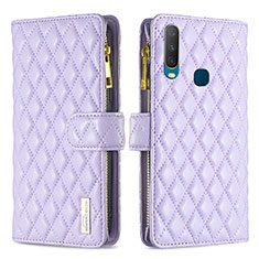 Leather Case Stands Flip Cover Holder B12F for Vivo Y11 Purple