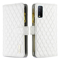 Leather Case Stands Flip Cover Holder B12F for Vivo Y12A White