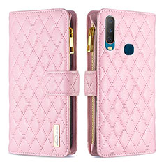 Leather Case Stands Flip Cover Holder B12F for Vivo Y17 Rose Gold