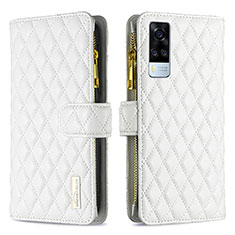 Leather Case Stands Flip Cover Holder B12F for Vivo Y31 (2021) White