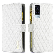 Leather Case Stands Flip Cover Holder B12F for Vivo Y53s NFC White