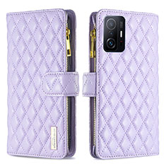 Leather Case Stands Flip Cover Holder B12F for Xiaomi Mi 11T 5G Purple