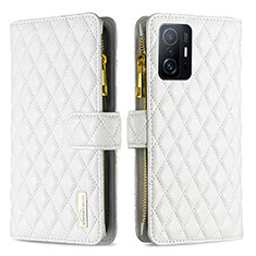 Leather Case Stands Flip Cover Holder B12F for Xiaomi Mi 11T 5G White