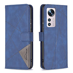 Leather Case Stands Flip Cover Holder B12F for Xiaomi Mi 12S Pro 5G Blue