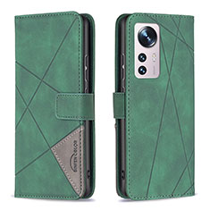 Leather Case Stands Flip Cover Holder B12F for Xiaomi Mi 12S Pro 5G Green