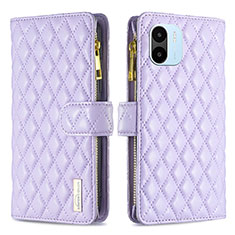 Leather Case Stands Flip Cover Holder B12F for Xiaomi Poco C50 Purple