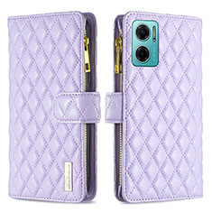 Leather Case Stands Flip Cover Holder B12F for Xiaomi Redmi 10 5G Purple