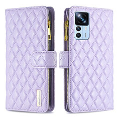 Leather Case Stands Flip Cover Holder B12F for Xiaomi Redmi K50 Ultra 5G Purple