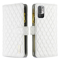Leather Case Stands Flip Cover Holder B12F for Xiaomi Redmi Note 10 5G White