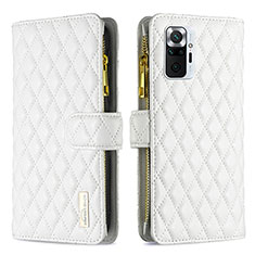 Leather Case Stands Flip Cover Holder B12F for Xiaomi Redmi Note 10 Pro Max White