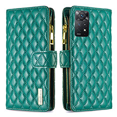 Leather Case Stands Flip Cover Holder B12F for Xiaomi Redmi Note 11 Pro 4G Green