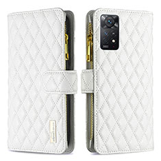 Leather Case Stands Flip Cover Holder B12F for Xiaomi Redmi Note 11 Pro 5G White