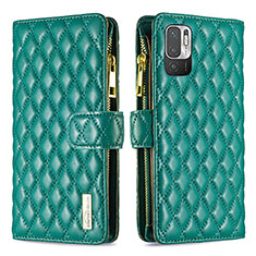Leather Case Stands Flip Cover Holder B12F for Xiaomi Redmi Note 11 SE 5G Green