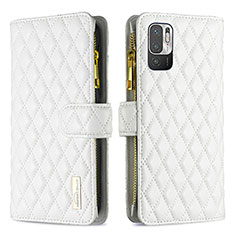 Leather Case Stands Flip Cover Holder B12F for Xiaomi Redmi Note 11 SE 5G White