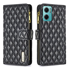 Leather Case Stands Flip Cover Holder B12F for Xiaomi Redmi Note 11E 5G Black