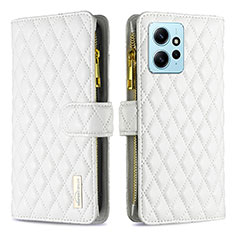 Leather Case Stands Flip Cover Holder B12F for Xiaomi Redmi Note 12 4G White