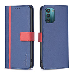 Leather Case Stands Flip Cover Holder B13F for Nokia G11 Blue