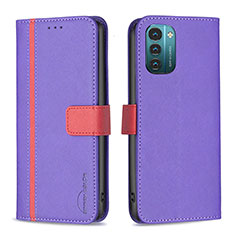 Leather Case Stands Flip Cover Holder B13F for Nokia G11 Purple