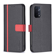 Leather Case Stands Flip Cover Holder B13F for Oppo A74 5G Black