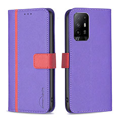 Leather Case Stands Flip Cover Holder B13F for Oppo A94 5G Purple