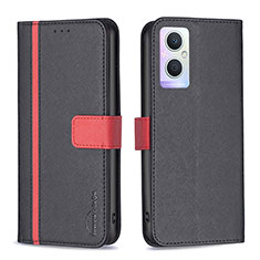 Leather Case Stands Flip Cover Holder B13F for Oppo A96 5G Black