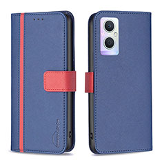 Leather Case Stands Flip Cover Holder B13F for Oppo A96 5G Blue