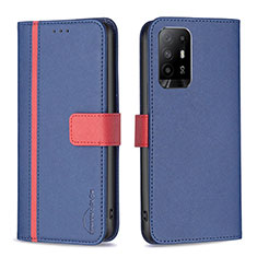 Leather Case Stands Flip Cover Holder B13F for Oppo F19 Pro+ Plus 5G Blue