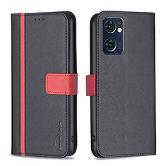 Leather Case Stands Flip Cover Holder B13F for Oppo Find X5 Lite 5G Black