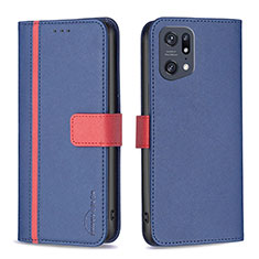 Leather Case Stands Flip Cover Holder B13F for Oppo Find X5 Pro 5G Blue