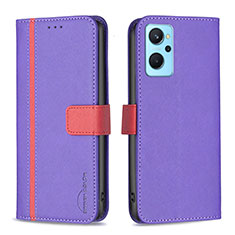 Leather Case Stands Flip Cover Holder B13F for Oppo K10 4G Purple