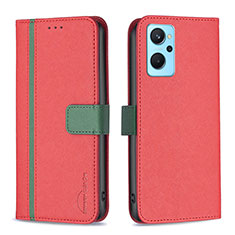 Leather Case Stands Flip Cover Holder B13F for Oppo K10 4G Red