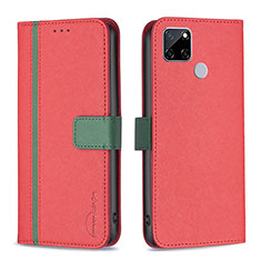 Leather Case Stands Flip Cover Holder B13F for Realme 7i RMX2193 Red