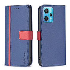 Leather Case Stands Flip Cover Holder B13F for Realme 9 4G Blue