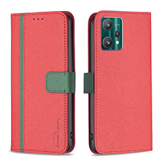 Leather Case Stands Flip Cover Holder B13F for Realme 9 5G Red