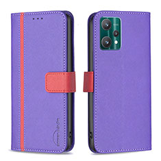 Leather Case Stands Flip Cover Holder B13F for Realme 9 Pro 5G Purple