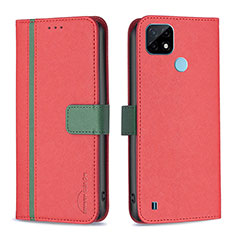 Leather Case Stands Flip Cover Holder B13F for Realme C21 Red