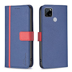 Leather Case Stands Flip Cover Holder B13F for Realme C25S Blue