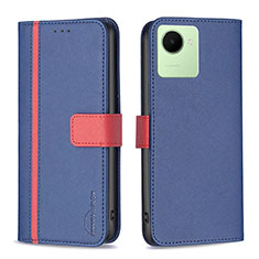 Leather Case Stands Flip Cover Holder B13F for Realme C30 Blue