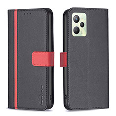 Leather Case Stands Flip Cover Holder B13F for Realme C35 Black