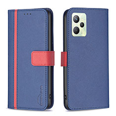 Leather Case Stands Flip Cover Holder B13F for Realme Narzo 50A Prime Blue