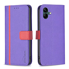 Leather Case Stands Flip Cover Holder B13F for Samsung Galaxy A04 4G Purple