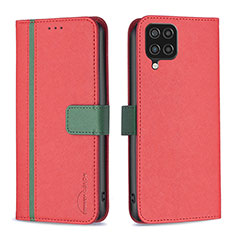 Leather Case Stands Flip Cover Holder B13F for Samsung Galaxy A12 5G Red