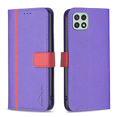 Leather Case Stands Flip Cover Holder B13F for Samsung Galaxy A22 5G Purple