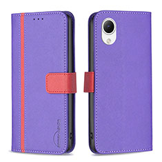 Leather Case Stands Flip Cover Holder B13F for Samsung Galaxy A23e 5G Purple